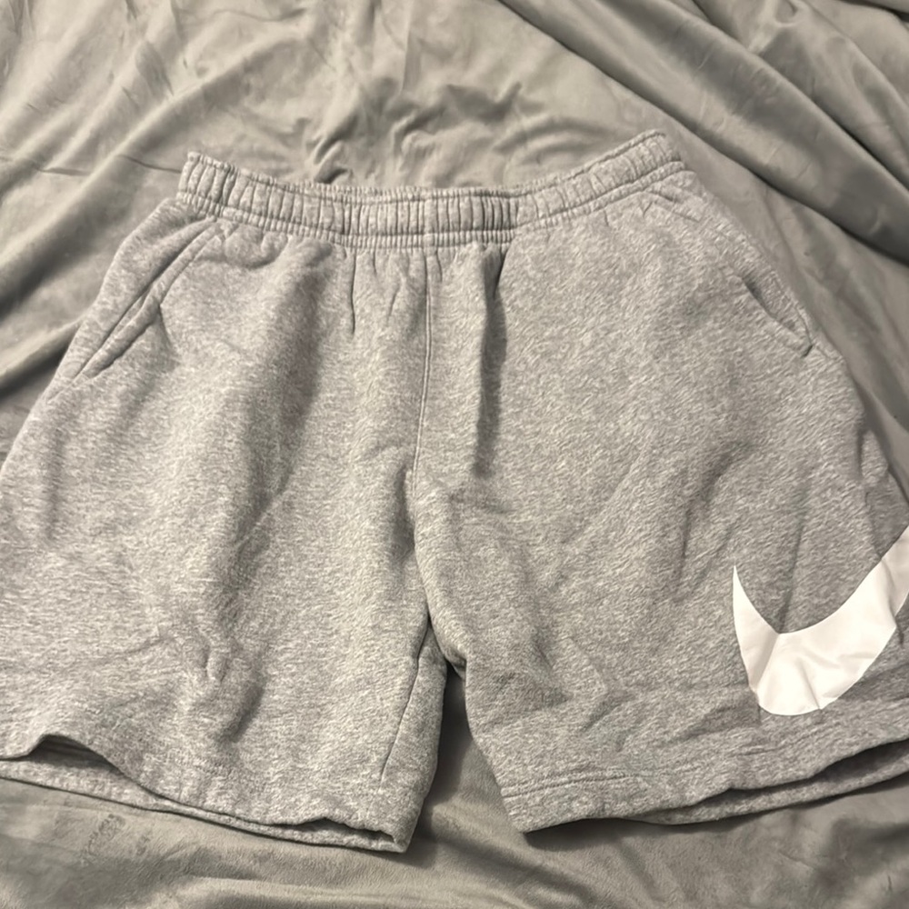 Gray Athletic Shorts with White Logo